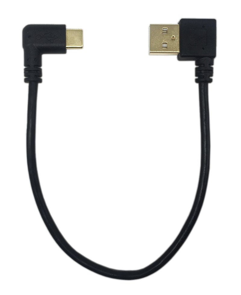 CERRXIAN 9 inch Gold Plated USB Left & Right Angle 3.0 Type C Male to Left Angle USB Type A 2.0 Male Fast Charge and Data Sync Cable L - Image 3